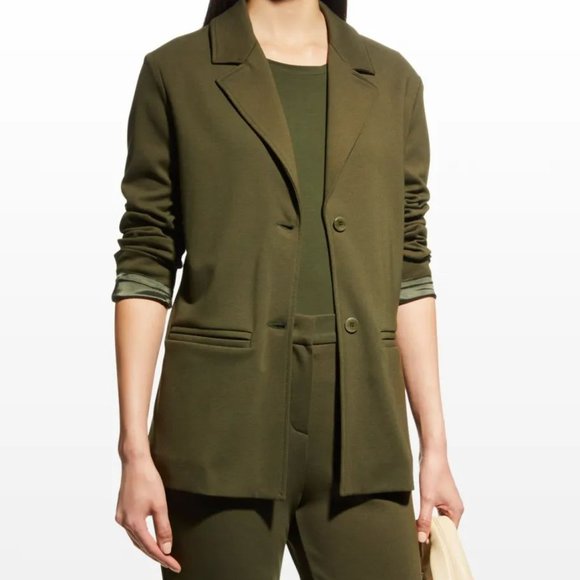 MAX MARA Leisure Cluny Jersey BLAZER Size XL Dark Green NEW $425 - Picture 4 of 10